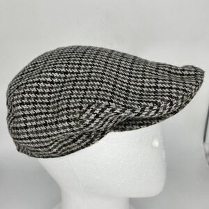 Kangol Pebbles Tweed Flat Pageboy Cap Hat Hunter Large Houndstooth Brown Tan
